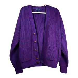 CLAYBROOKE Purple Knit Button Down Chunky Cardigan Medium